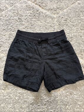 Athleta Black Drawstring Waist Linen Shorts